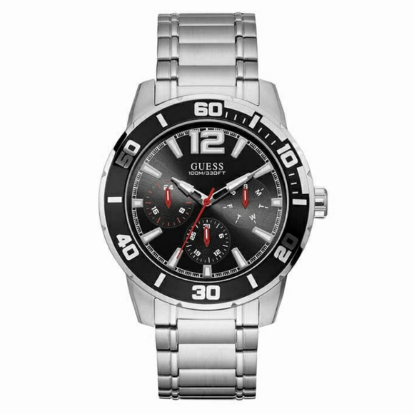 GUESS Silver-Tone and Black Multifunction Watch - Picture 1 of 3